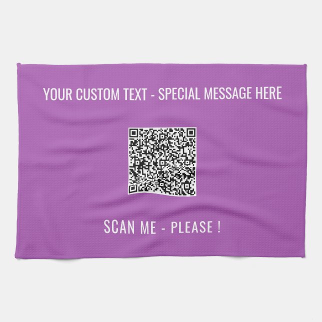 Linge De Cuisine Votre QR Code Scan Info Texte personnalisé Serviet (Horizontal)