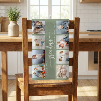 Linge De Cuisine Vous aime grand-mère 8 Collage de photos Vert saug