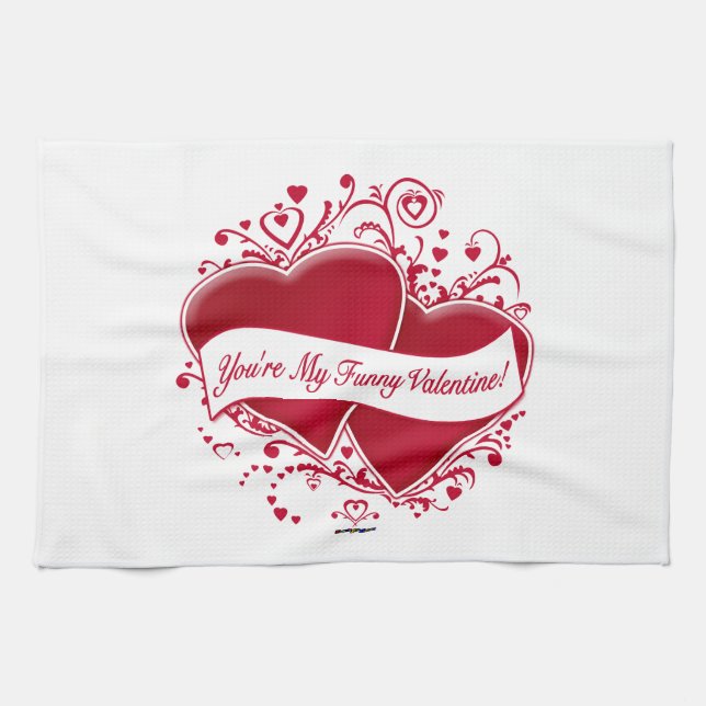 Linge De Cuisine Vous êtes My Funny Valentine ! Cœurs rouges (Horizontal)