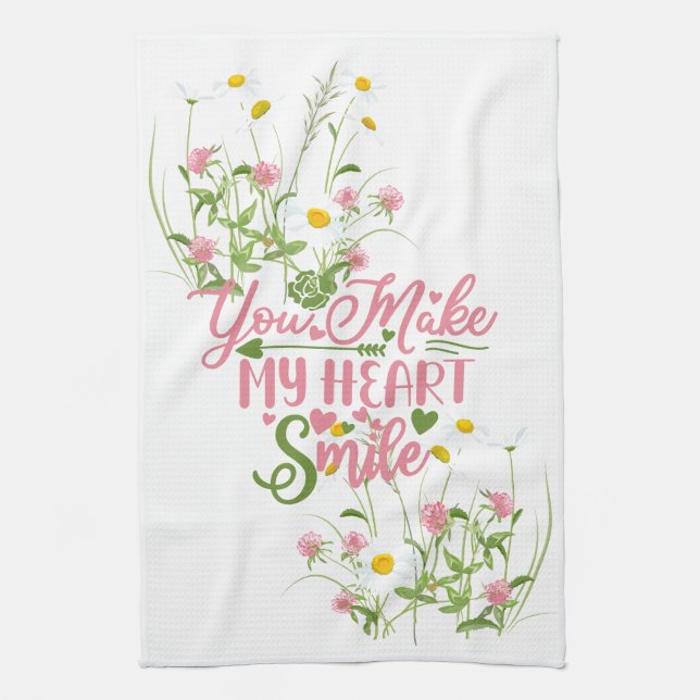 Linge De Cuisine Vous Faites De Mon Coeur Sourire Citation Rose Dai (Vertical)
