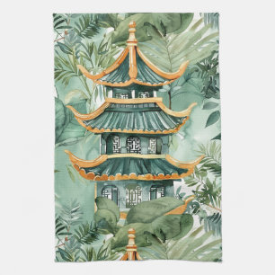 Linge De Cuisine Voyage dans la forêt de pagodes asiatiques vintage