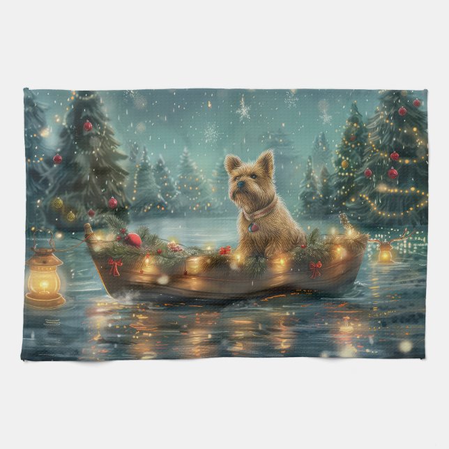 Linge De Cuisine Voyage de fête de Noël du Cairn Terrier (Horizontal)