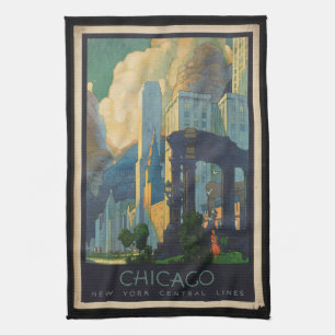 Linge De Cuisine Voyage Vintage Chicago à New York Central Lines