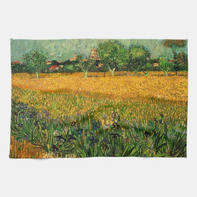 Linge De Cuisine Vue d'Arles avec des iris par Vincent van Gogh (Horizontal)