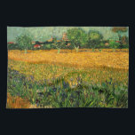 Linge De Cuisine Vue d'Arles avec Irises par Vincent van Gogh<br><div class="desc">Vue d'Arles avec Irises au premier plan par Vincent van Gogh est un post impressionnisme d'art vintage peinture paysage nature. Un champ de blé avec des fleurs d'iris violet au premier plan sur une ferme. Arbres et la ville d'Arles avec maisons sont dans l'arrière - plan. À propos de l'artiste...</div>
