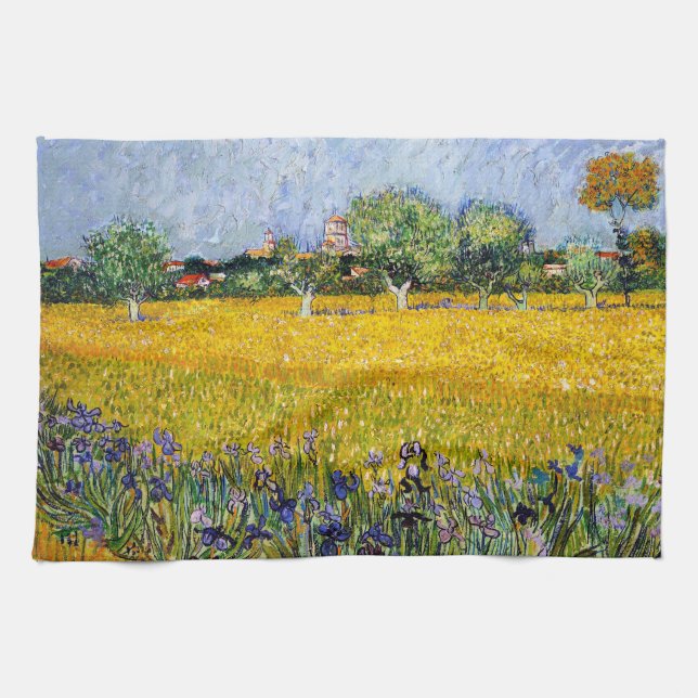 Linge De Cuisine Vue d'Arles avec la peinture d'Irises Vincent van  (Horizontal)