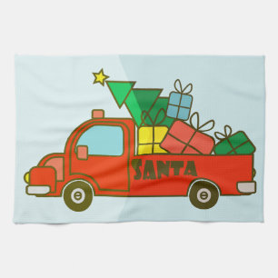Linge De Cuisine Vue latérale du camion père Noël Joyeux Noël
