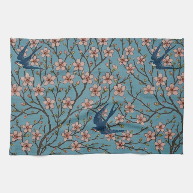 Linge De Cuisine Walter Crane Almond Blossom & Swallow (Horizontal)