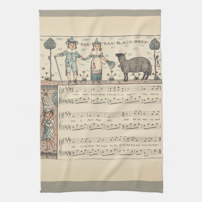 Linge De Cuisine Walter Crane Baa Baa Mouton Noir Comptine (Vertical)