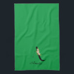 Linge De Cuisine Watercolor botanical green initial monogram<br><div class="desc">Add a personal touch to your kitchen with this lovely green towel! Made from super-absorbent fabric, it's perfect for all your kitchen needs. What makes it extra special? It's personalized with your initial and full name in a beautiful monogram, surrounded by sweet red and white watercolor flowers. It's not just...</div>
