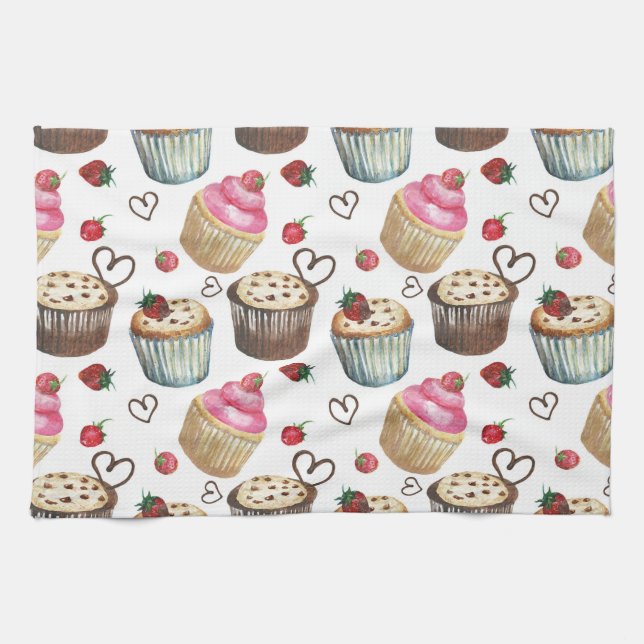 Linge De Cuisine Watercolor cupcakes (Horizontal)