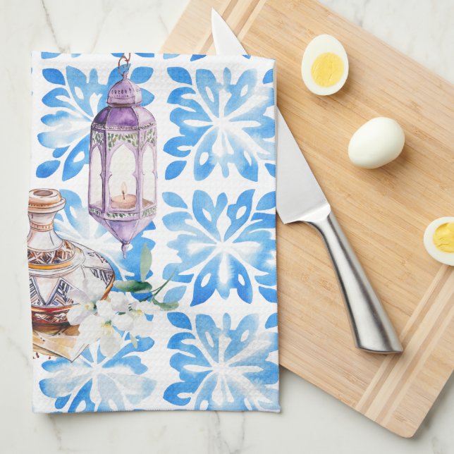 Linge De Cuisine Watercolor Moroccan Artist Kitchen Towels (Quart Plié)