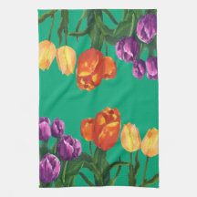 Watercolor Tulip Fields Kitchen Towels