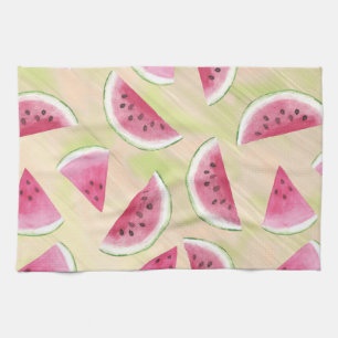 Linge De Cuisine Watercolor Watermelon Slices Peinture Brush Strots