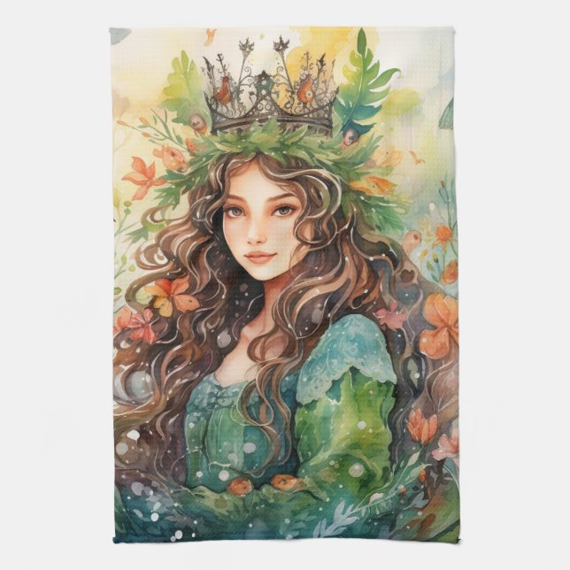 Linge De Cuisine Watercolour Forest Princess (Vertical)