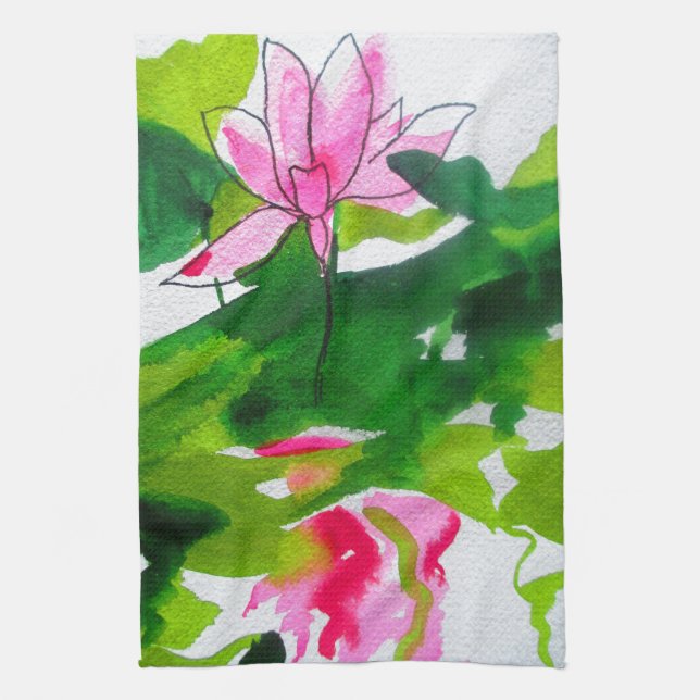 Linge De Cuisine Waterlily abstract watercolour flower art (Vertical)