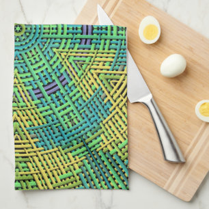 Linge De Cuisine Weer Mandala jaune vert et bleu