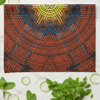 Linge De Cuisine Weer Mandala orange jaune et bleu