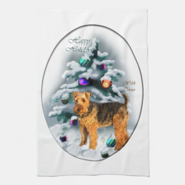 Linge De Cuisine Welsh Terrier Christmas (Vertical)