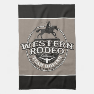 Linge De Cuisine Western Rodeo AJOUTER NOM Old West Steer Roping Ro
