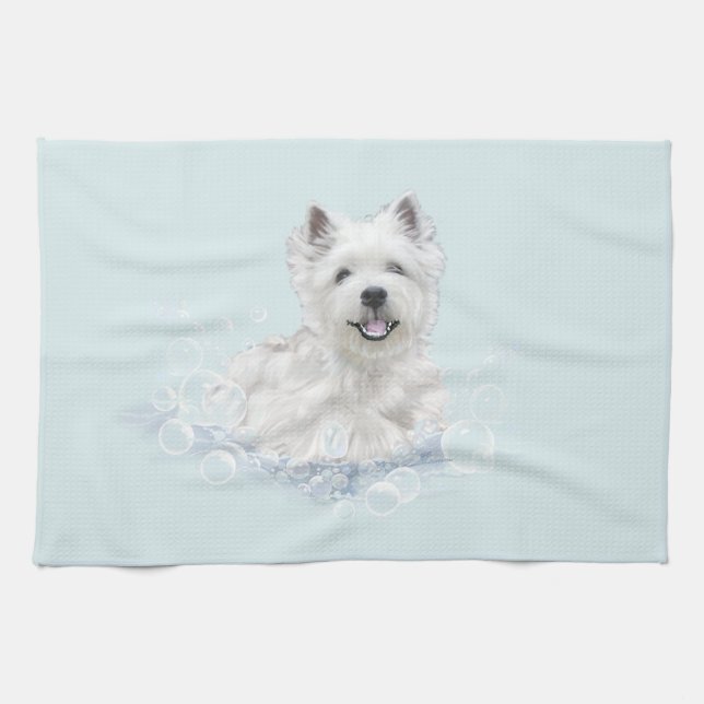 Linge De Cuisine Westie Bath Time (Horizontal)