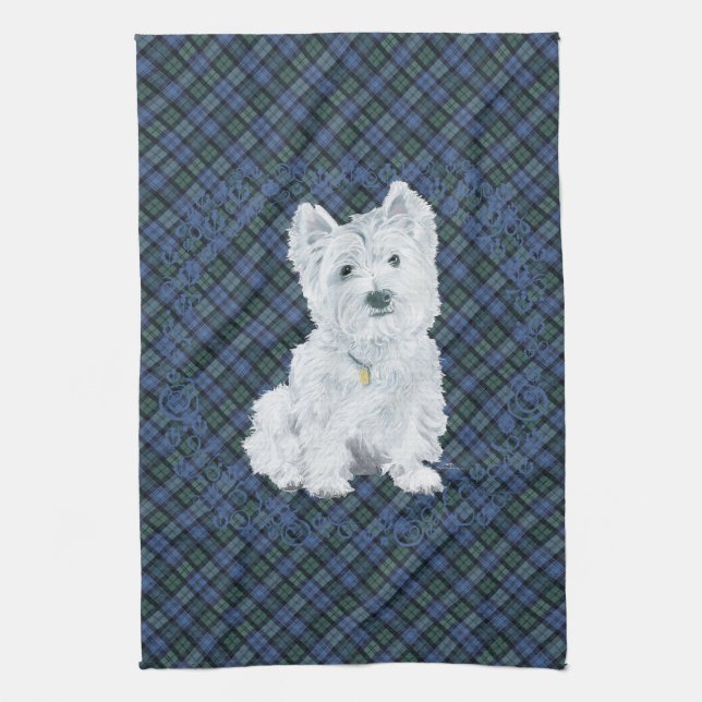Linge De Cuisine Westie Black Watch Tartan (Vertical)