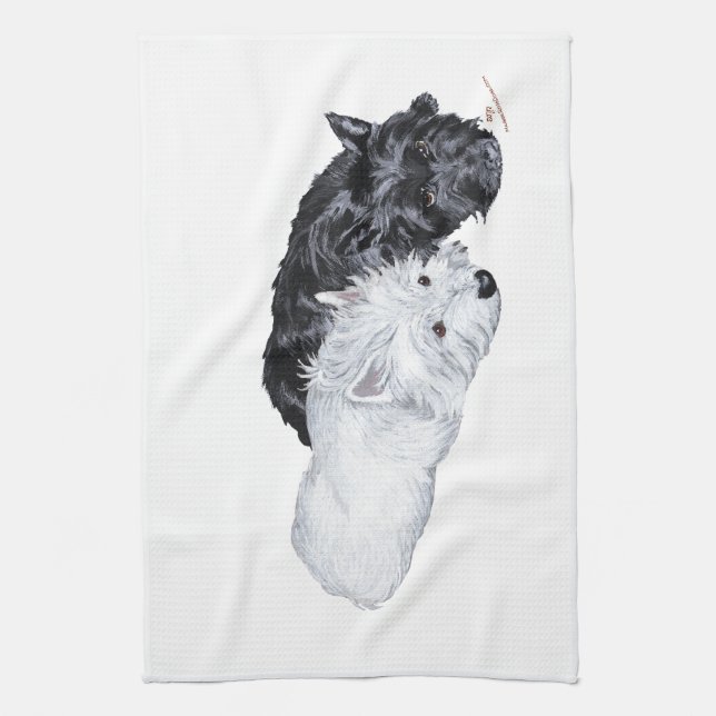 Linge De Cuisine Westie & Scottie au repos (Vertical)