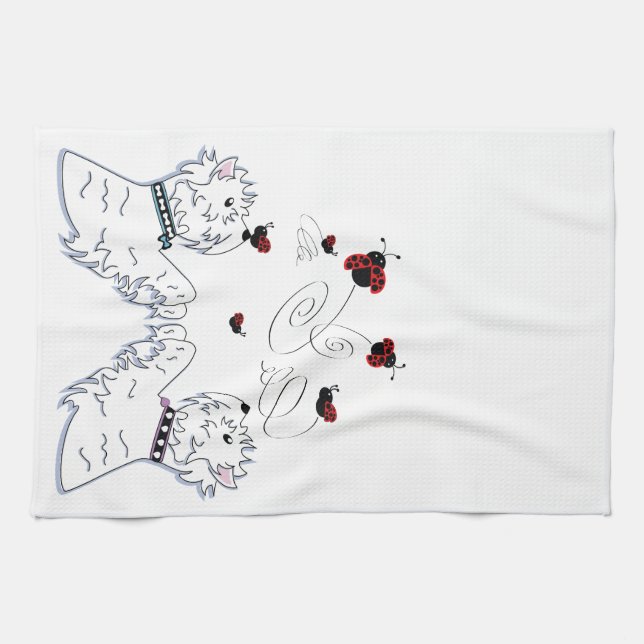Linge De Cuisine Westies et coccinelles (Horizontal)