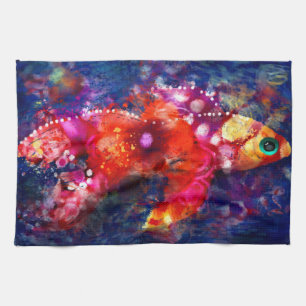 Linge De Cuisine Whimsical Abstrait Poisson d'or violet orange rose