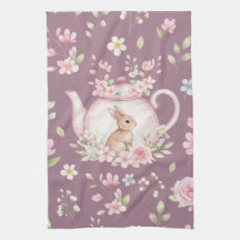 Whimsical Bunny Teapot Floral Spring 