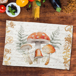 Linge De Cuisine Whimsical Forest Champignons Lettre Vintage Agrito