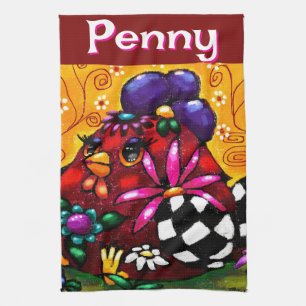 Linge De Cuisine Whimsical Funky Chunky floral poulet personnalisé