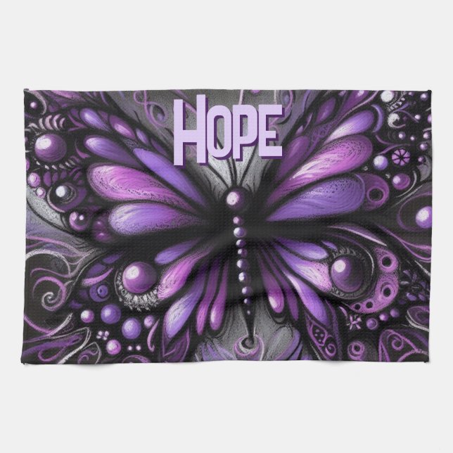 Linge De Cuisine Whimsical Gothic Butterfly Purple Personalized (Horizontal)