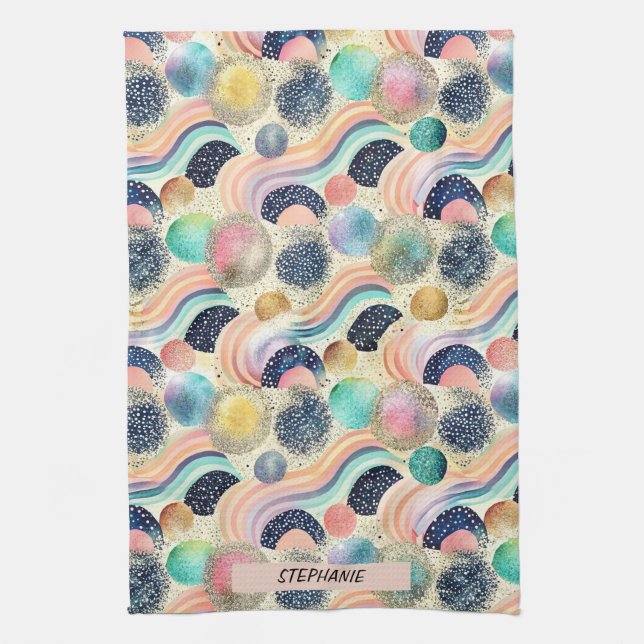 Linge De Cuisine Whimsical Pastel Rainbow Waves & Parties scintilla (Vertical)