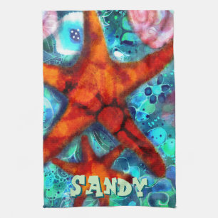 Linge De Cuisine Whimsical Starfish Seashells Plage personnalisée