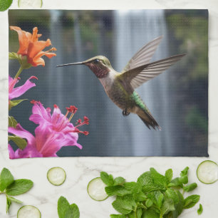 Linge De Cuisine "Whispers of Nature : Hummingbird, Cascade
