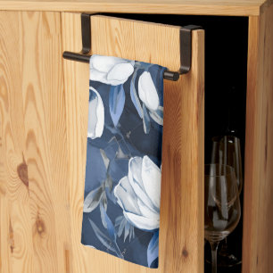 Linge De Cuisine White Magnolia Motif sur l'arrière - plan de minui