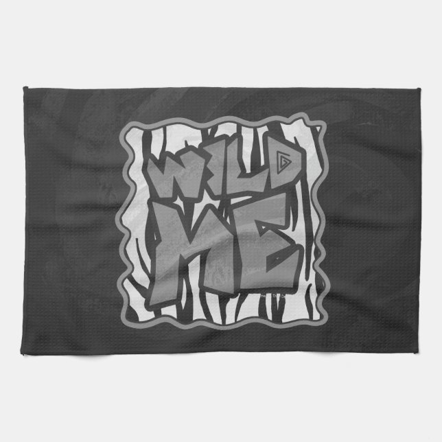 Linge De Cuisine Wild Me Tiger noir et blanc (Horizontal)