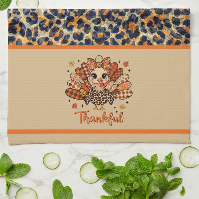 Linge De Cuisine Wildly Thankful – Leopard Print Turkey  (Plié)