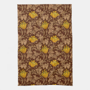 Linge De Cuisine William Morris Anemone, or Brown et moutarde