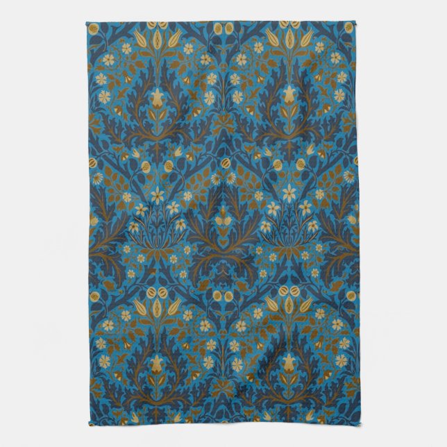 Linge De Cuisine William Morris Autumn Flowers Pattern Seaside Blue (Vertical)