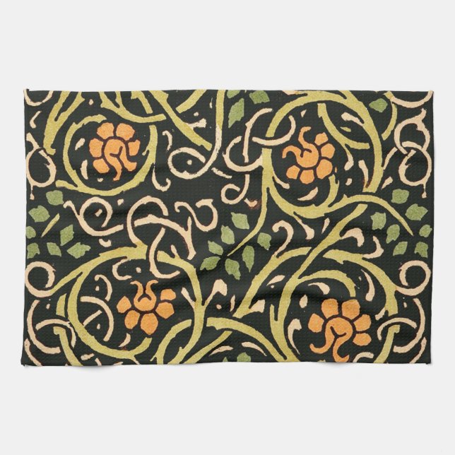 Linge De Cuisine William Morris Black Floral Art (Horizontal)