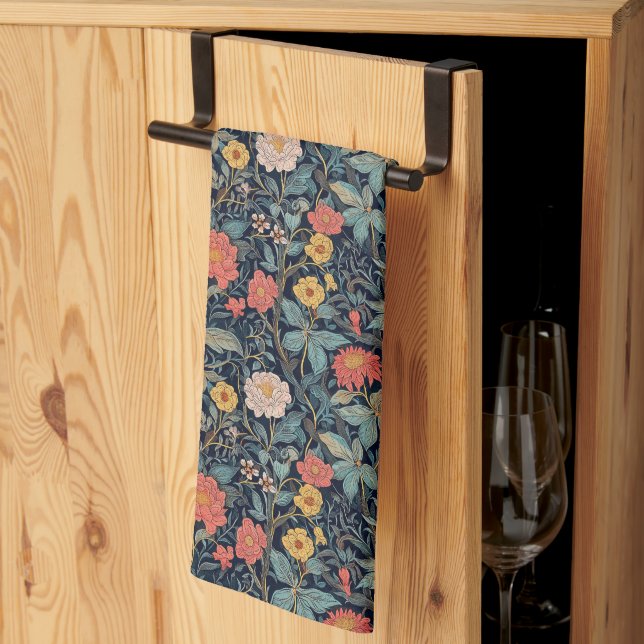 Linge De Cuisine William Morris Bleu Sarcelle Arts & Crafts Floral (Pliage en tiers)