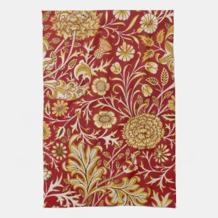 Linge De Cuisine William Morris Cherwell Motif Floral Rouge