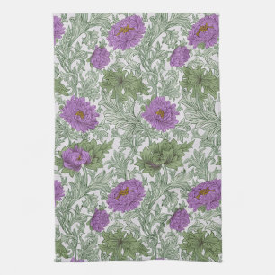 Linge De Cuisine William Morris Chrysanthemum Floral violet vert