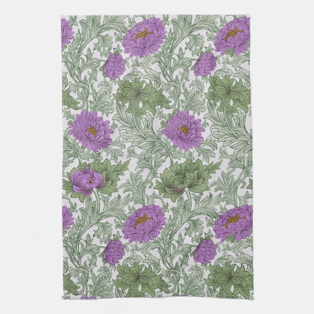 Linge De Cuisine William Morris Chrysanthemum Floral violet vert (Vertical)