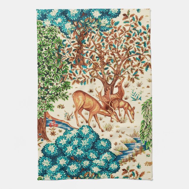 Linge De Cuisine William Morris Deer par une Tapisserie Brook Beige (Vertical)