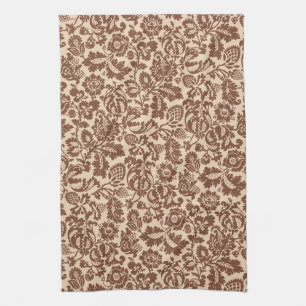 Linge De Cuisine William Morris Floral Damask, Taupe Tan sur Beige