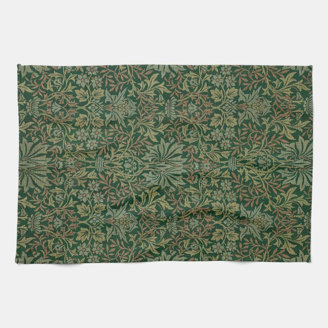 Linge De Cuisine William Morris Flower Garden-Greens (Horizontal)
