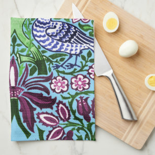 Linge De Cuisine William Morris Folk Art Oiseaux Fleurs Acorns